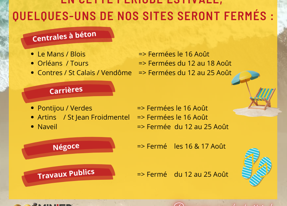 Sites ouverts/fermés en Août 2024