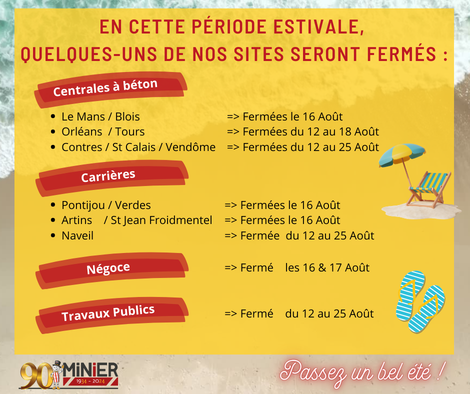 Nouveaux horaires MINIER NEGOCE